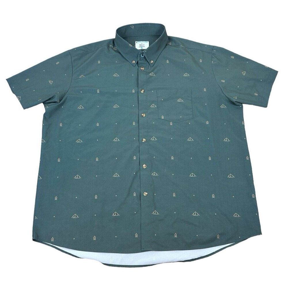 AndCollar X Fell Shirt Mens XL Green Camp Fire‎ Print Athletic Performance